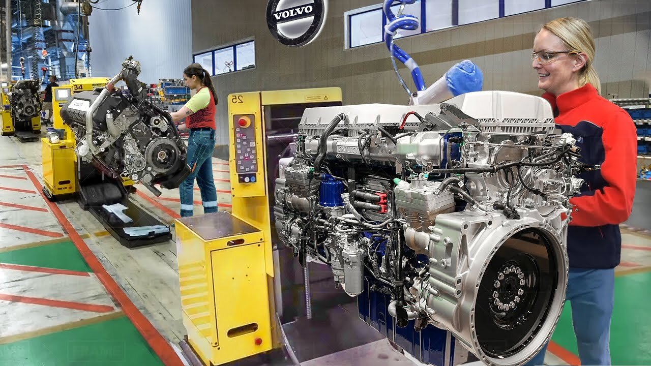 Inside Best Volvo Factory Producing Massive Powerful Truck Engines - Production Line