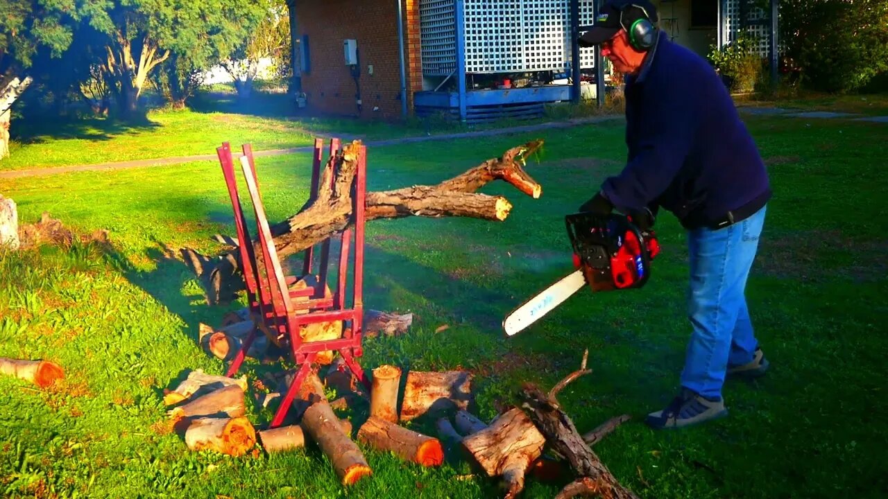 chainsawing more wood and a look around the yard for more old wood