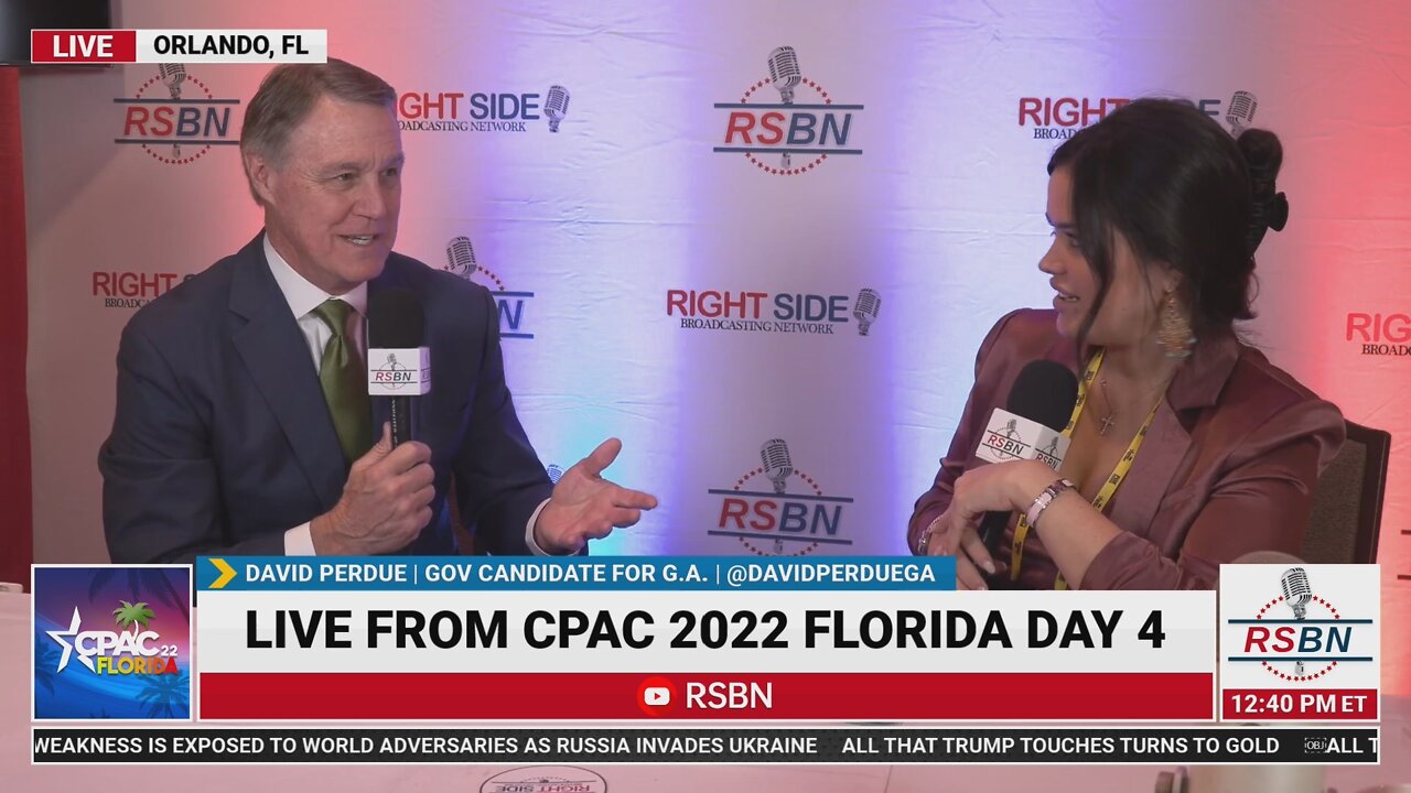 David Perdue Georgia Gov. Candidate Full Interview with RSBN's own Liz Willis at CPAC 2022 in FL