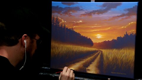 Acrylic Landscape Painting of a Road at Sunset - Time Lapse - Artist Timothy Stanford