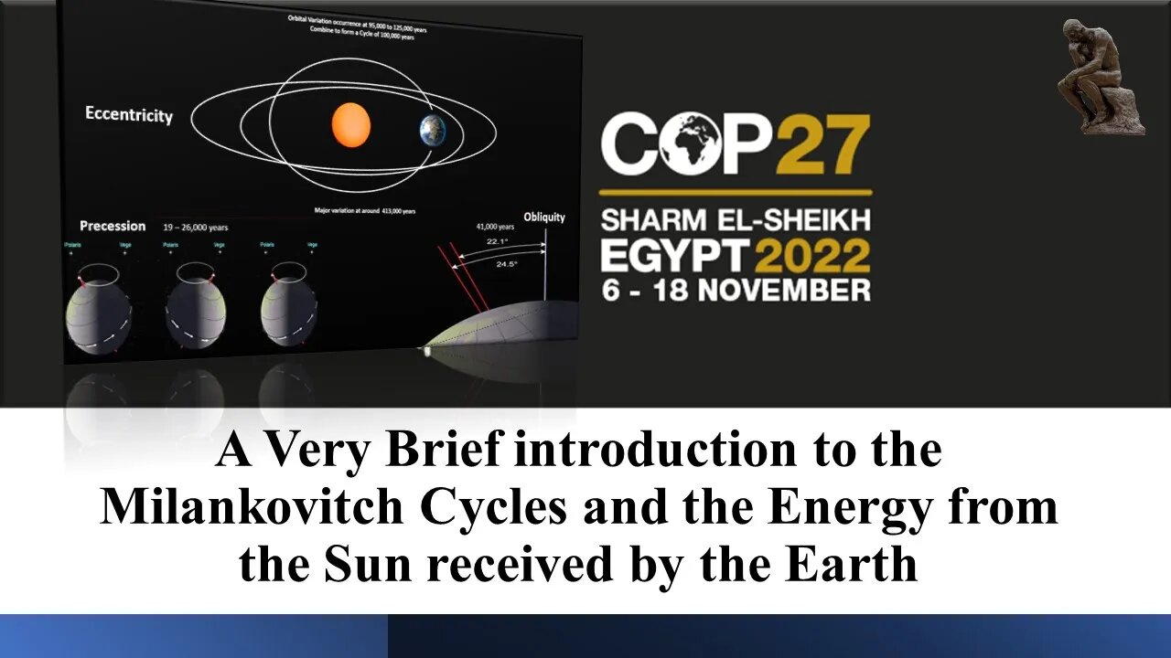 A brief COP27 introduction to the Milankovitch cycles and the Energy from the Sun received on Earth