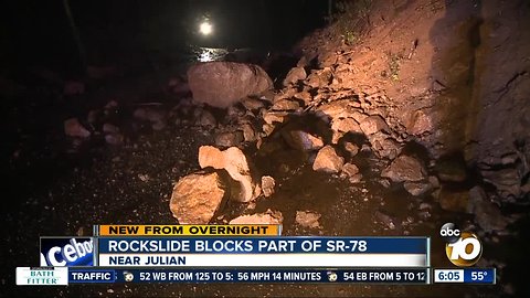 Rockslide blocks portion of SR-78 near Julian