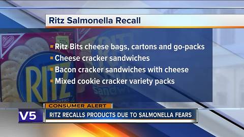 Ritz products recalled due to salmonella risk