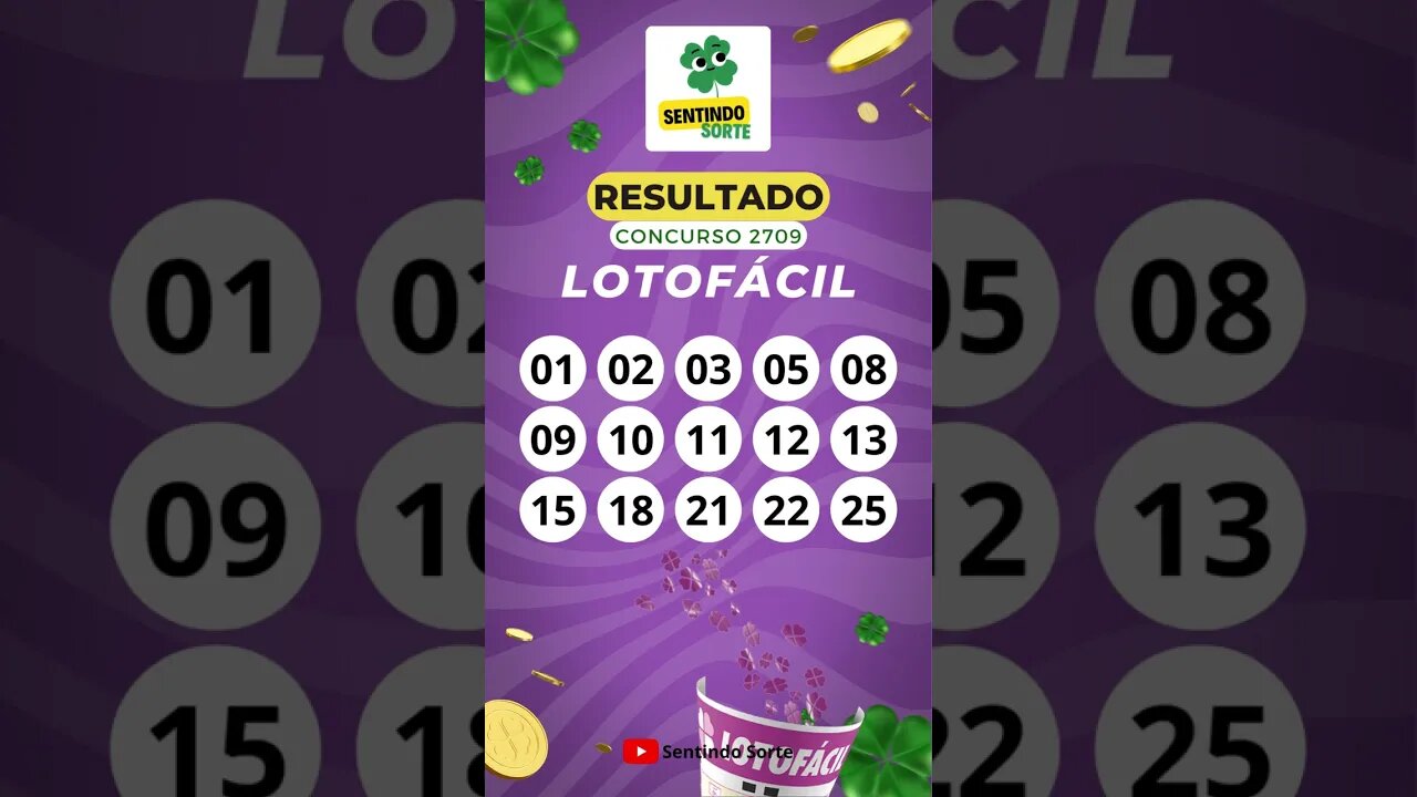 🍀 Resultado LOTOFÁCIL 2709 | Sentindo Sorte #shorts