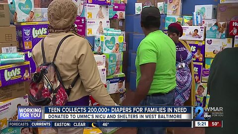 Teen collects over 200,000 plus diapers for families in need