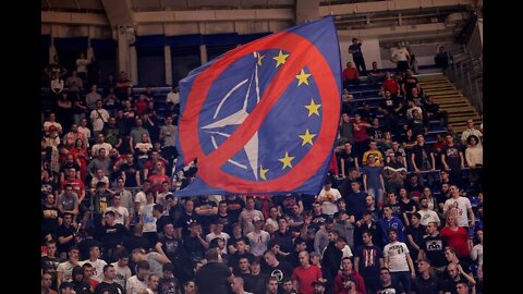 Serbian fans of "Red Star" chanted again "F#CK, F#CK NATO PACT" and "RUSSIA... SERBIA"