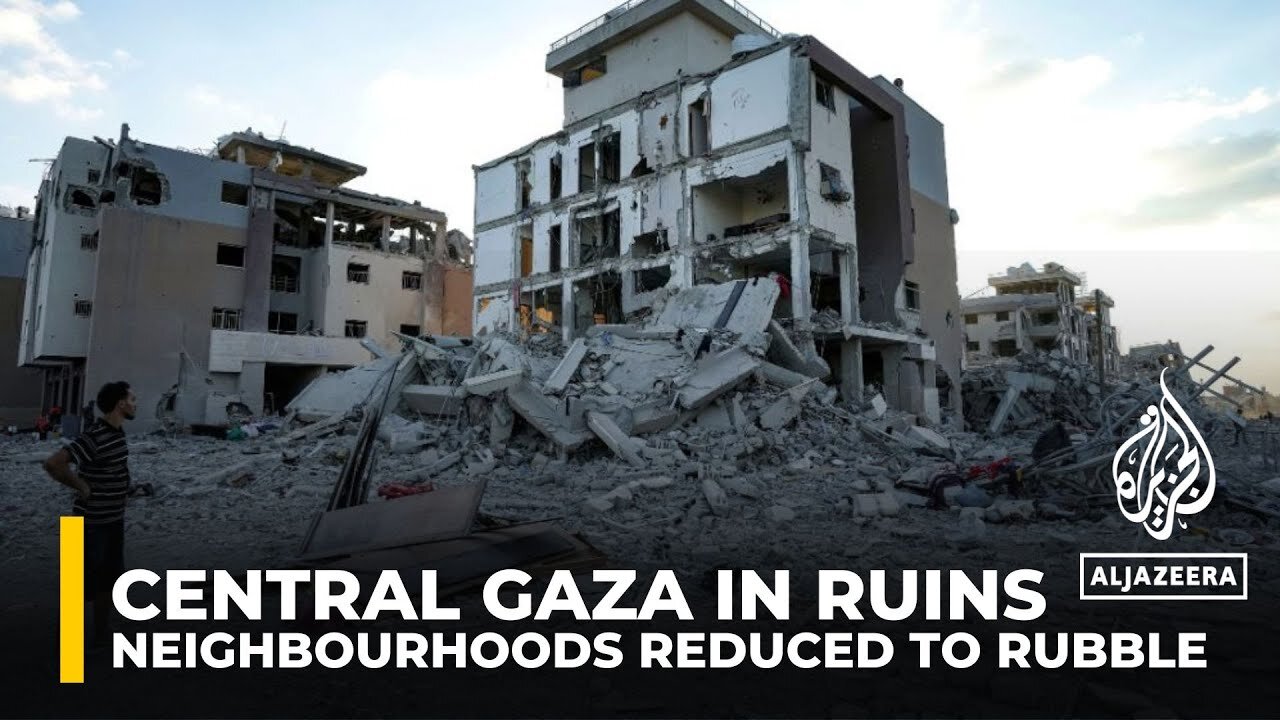 Israeli bombardment reduces central Gaza neighbourhoods to rubble, displacing residents again