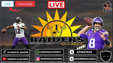 #RAIDERS SUNRISE LIVE! W/ LUNATIK RAIDER #ANTHONYBROWN #KIRKCOUSINS