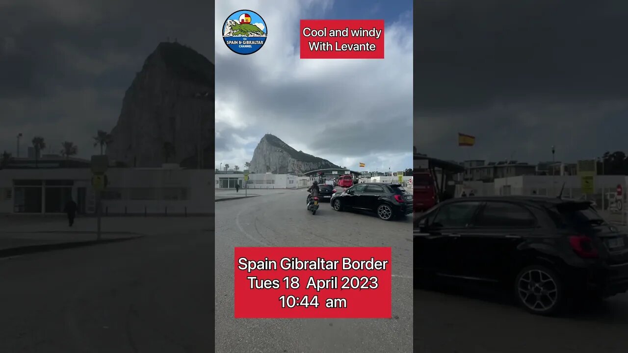 Several Busses and Long Line for Pedestrians at Spain Gibraltar Border