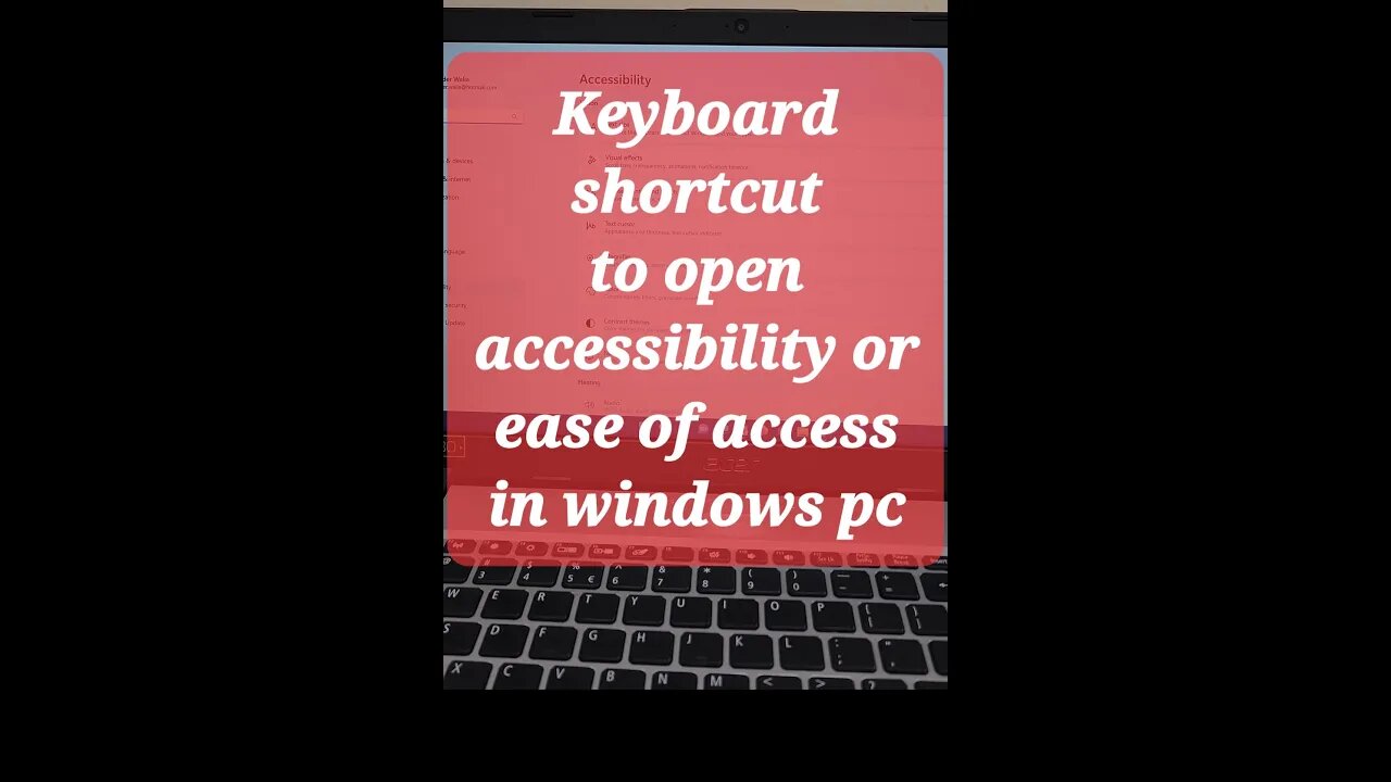 Keyboard shortcut to open accessibility or ease of access in windows pc #shorts #youtubeshorts