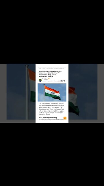 India Investigates Money Laundering On Ten Crypto Exchanges @waqarzaka @SmartViewAi @nehanagar