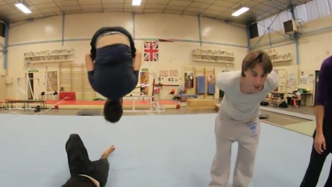 Cringe-inducing backflip line landing