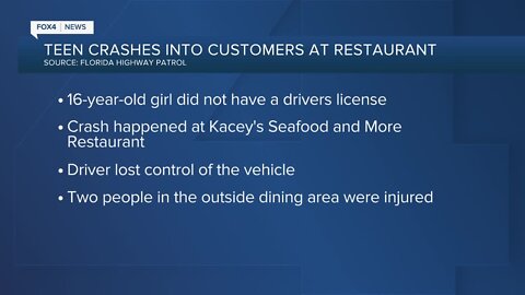 Unlicensed teen crashes car into Sarasota restaurant, injures two