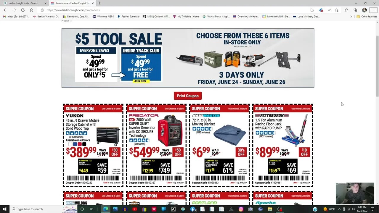 Harbor Freight Friday June 24th - Sunday June 26th