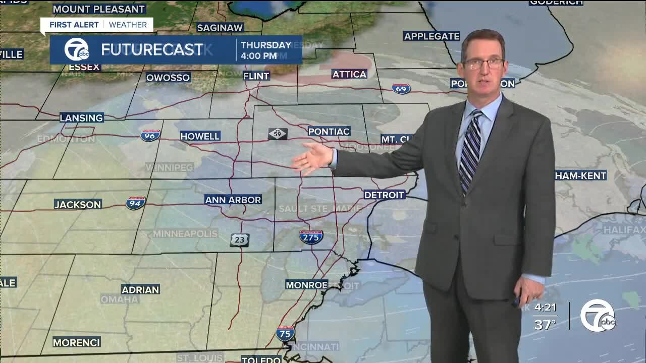 Rain/snow showers move through