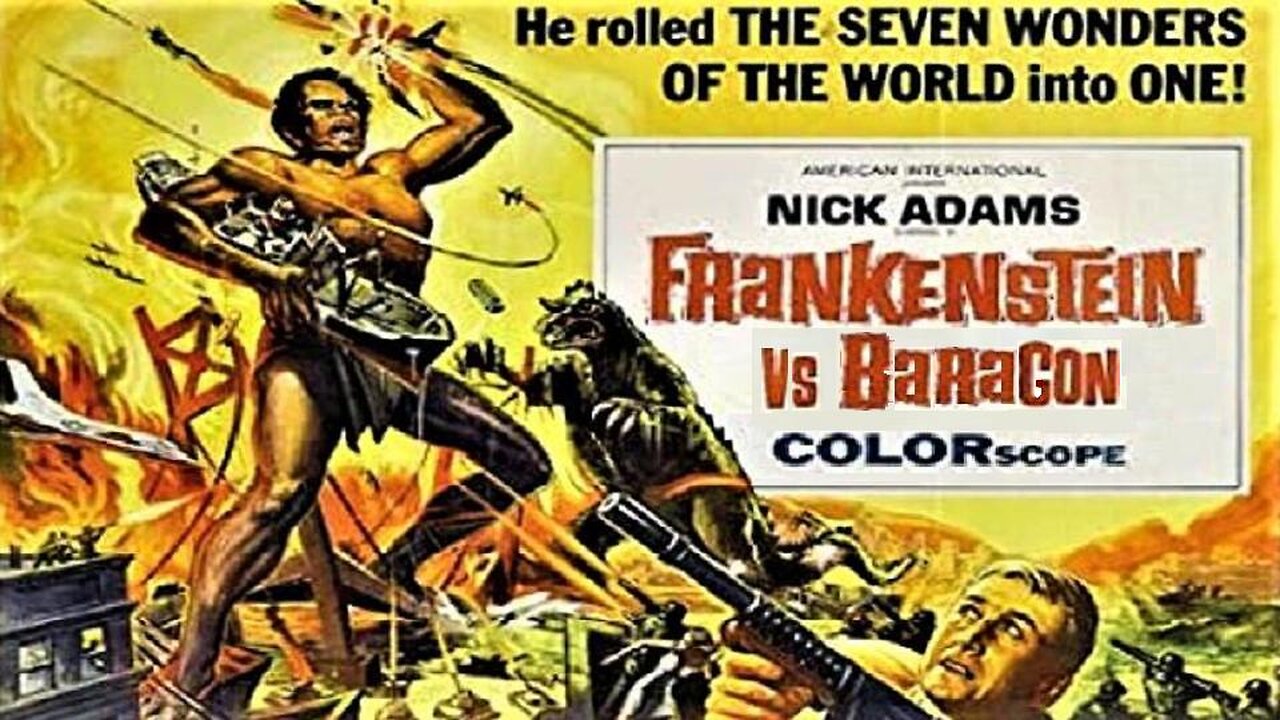 FRANKENSTEIN VS BARAGON 1965 Giant Frankenstein Monster Battles Dinosaur Kaiju Baragon JAPANESE VERSION HD & W/S