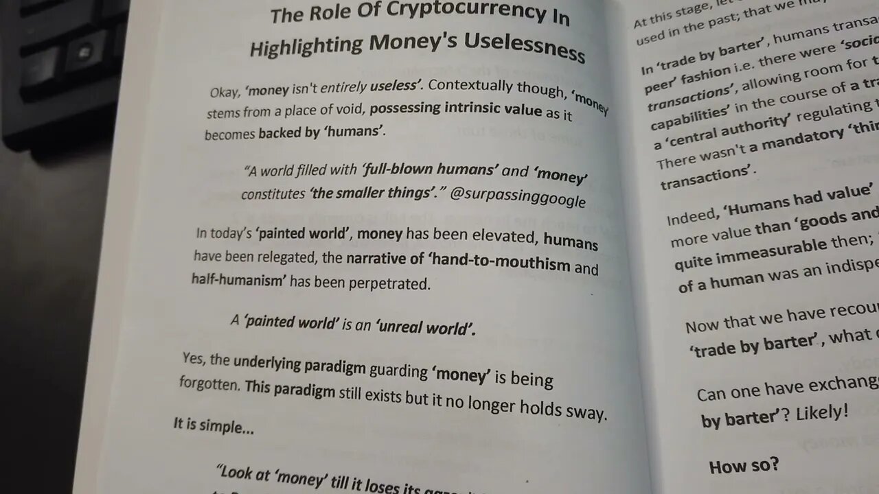 Untold Crypto Secrets Pt 1 - Money Is Useless. Crypto Isn’t Money! (Excerpts From A Crypto No-book.)