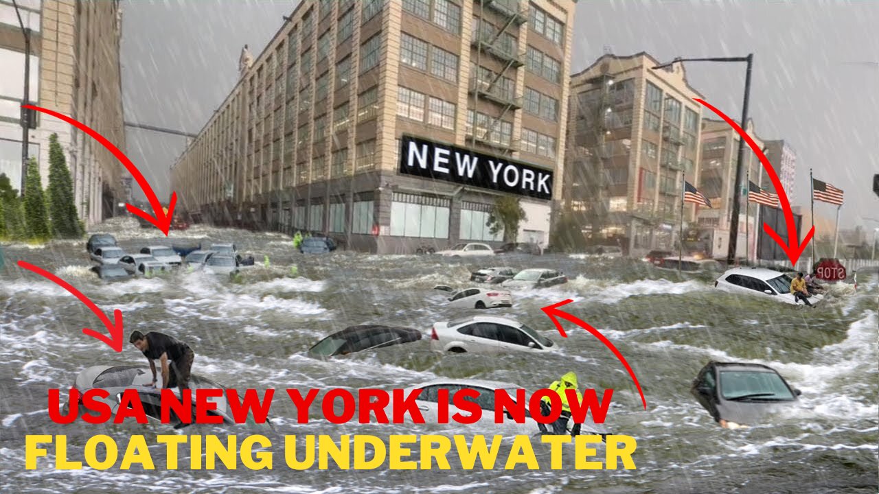 New York USA is sinking! Flash flooding sweep away cars and buildings in Brooklyn today