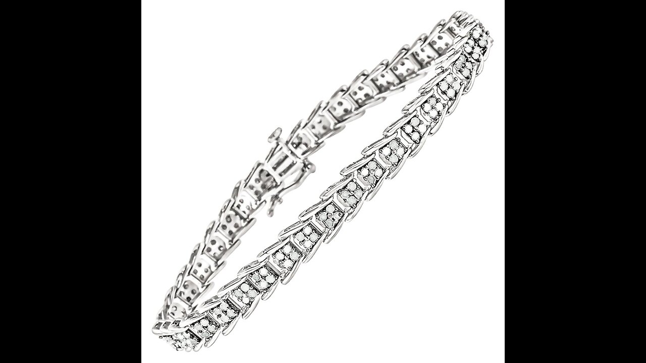 .925 Sterling Silver Diamond Link Tennis Bracelet - Choice of Style and Carat Weight