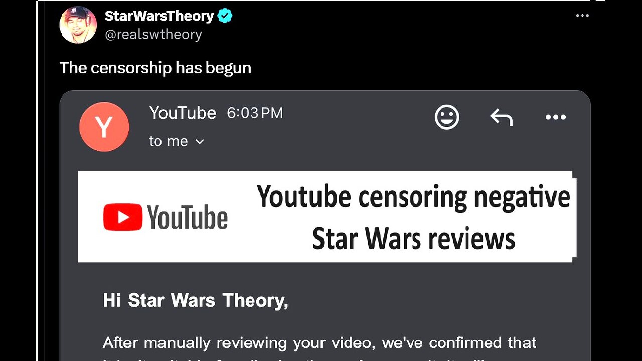 YouTube Censoring negative Star Wars Acolyte reviews