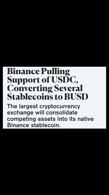 Binance Pulling Support of USDC, Converting Several Stablecoins to BUSD #cryptomash #binance #crypto