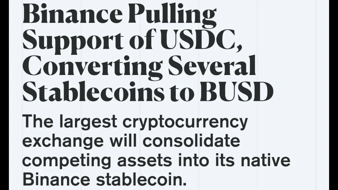 Binance Pulling Support of USDC, Converting Several Stablecoins to BUSD #cryptomash #binance #crypto