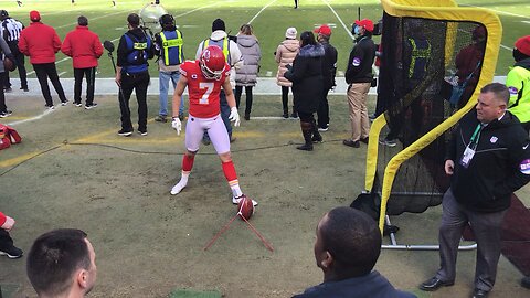 January 22, 2022 - Chief’s Championship Game 2022 - Harrison Butker practicing kicking…