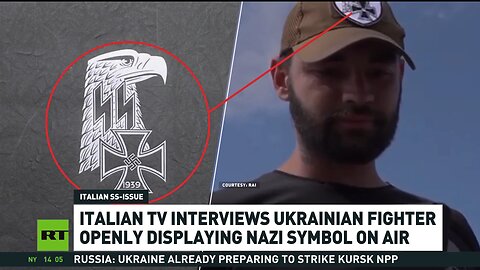 Nazi symbols openly displayed by Ukrainian fighter on Italian National RAI TV