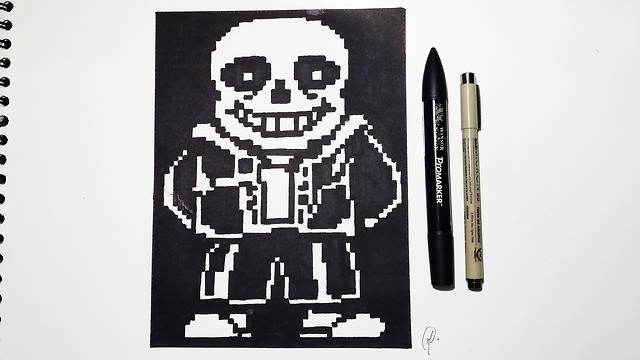 How to draw Sans from 'Undertale' - Speed drawing pixel art