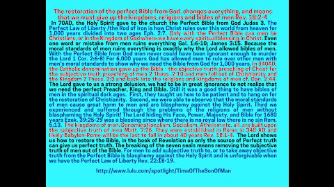 Rev. 18:1-4. THE LORD WARNS MEN TO GET OUT OF THE KINGDOMS OF MEN BECAUSE HE IS RESTORING HIS OWN!