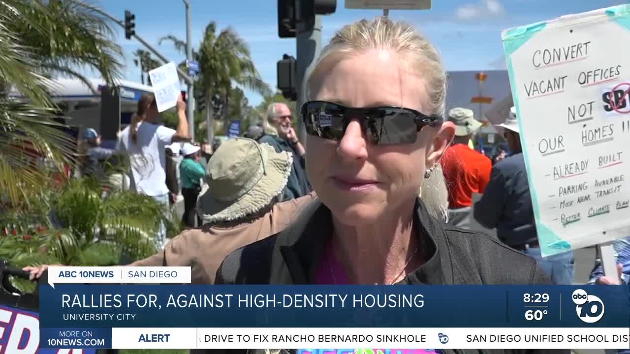 Rallies for, against high-density housing face off in San Diego