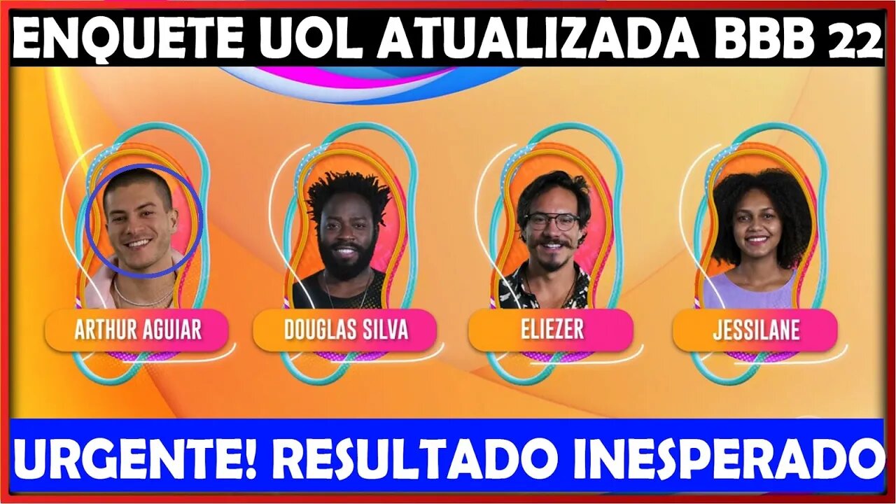 BBB22 ENQUETE UOL URGENTE! MUDOU QUEM IRÁ SAIR NO 15º PAREDÃO ENTRE ELIEZER, JESSI, ARTHUR E DOUGLAS