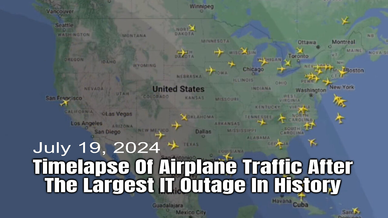 Timelapse Of Airplane Traffic After The Largest IT Outage In History (July 19, 2024)