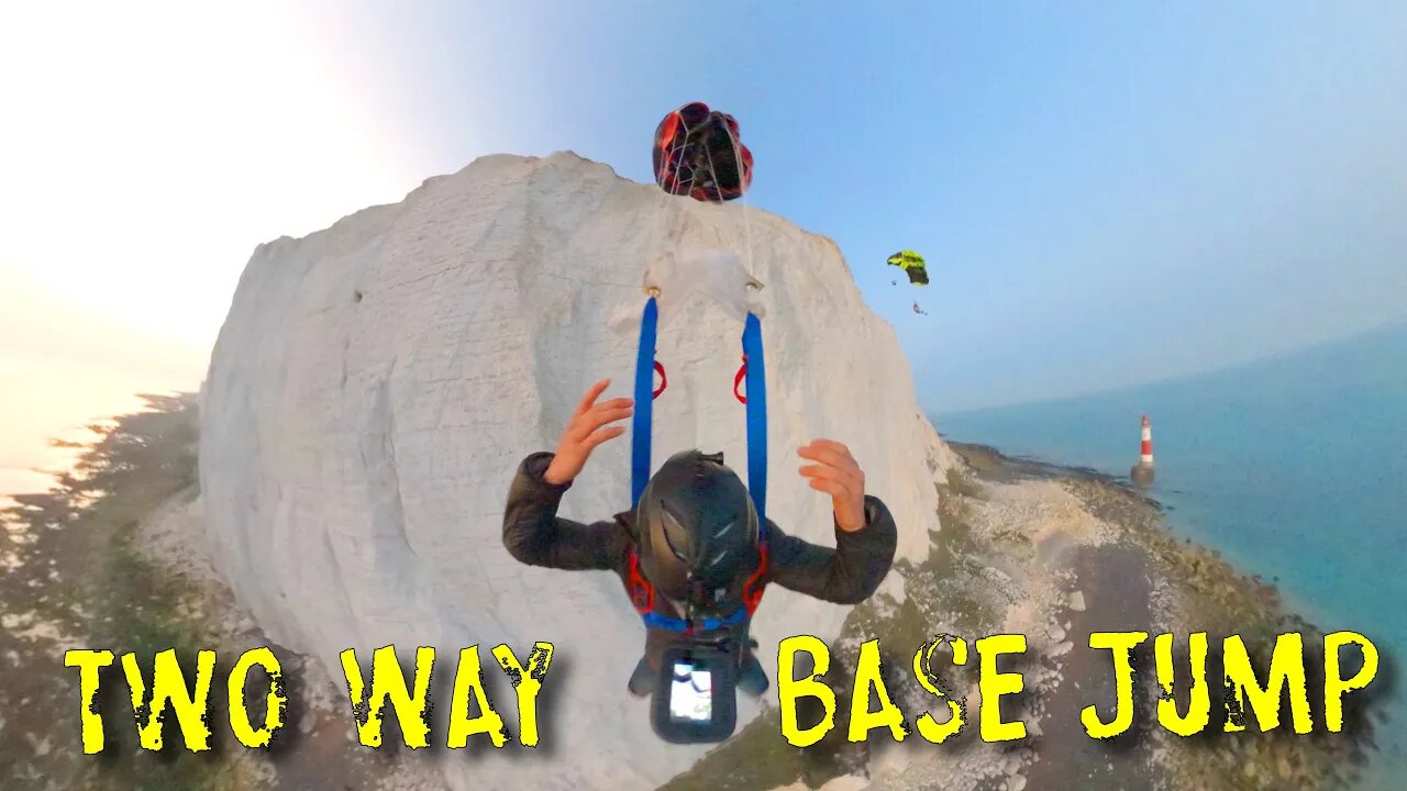 Incredible 2WAY sunset base jump!