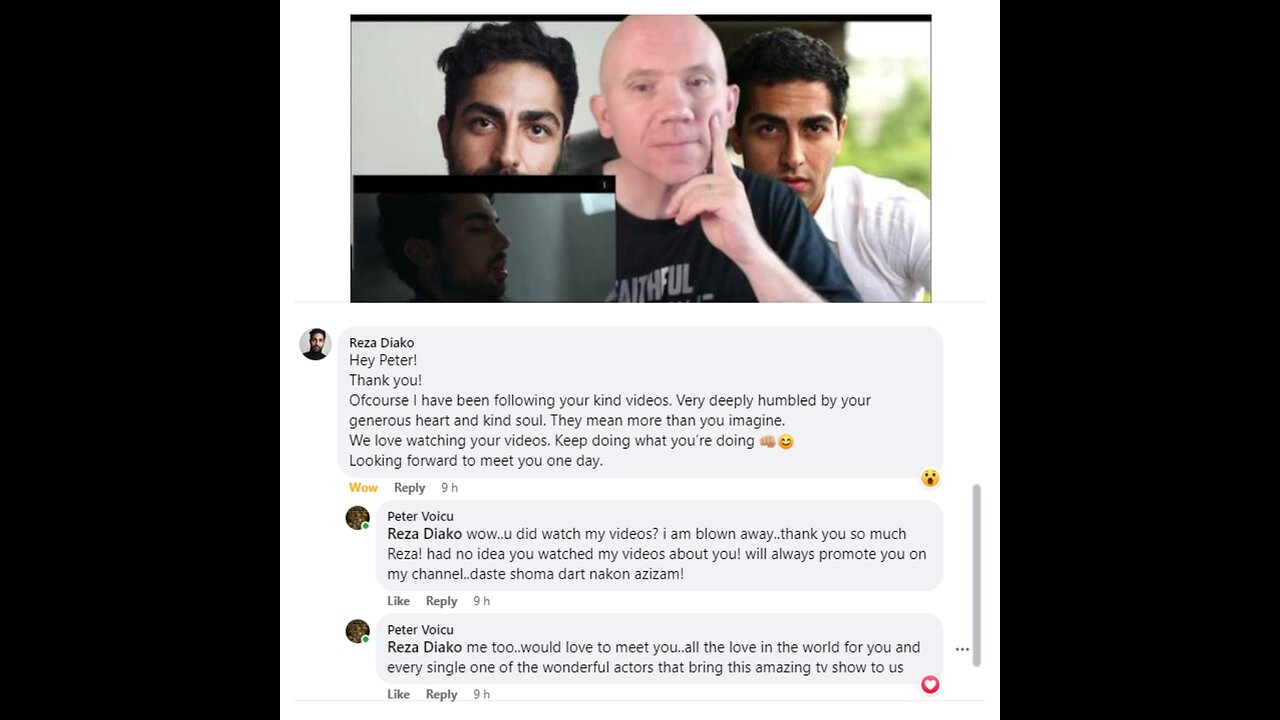 Reza Diako answers to my video that i posted on his facebook profile- blown away by his kindness