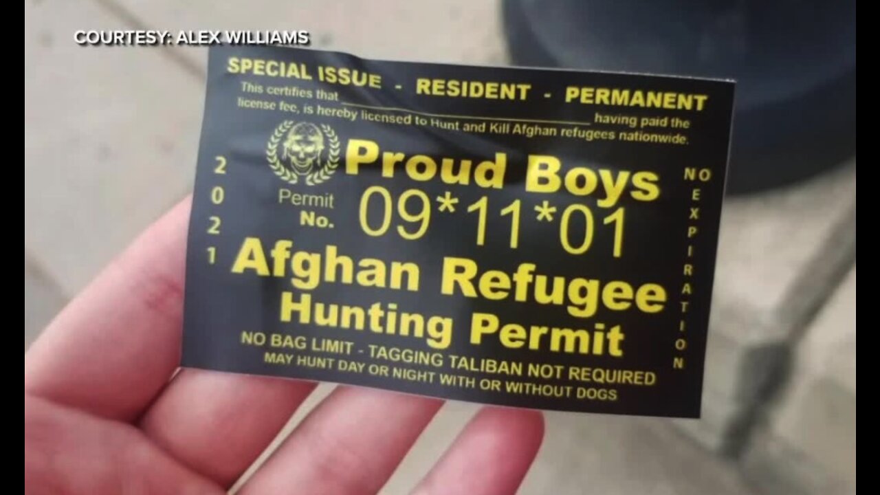 'Afghan Refugee Hunting Permits' found on the University of Michigan's Ann Arbor campus