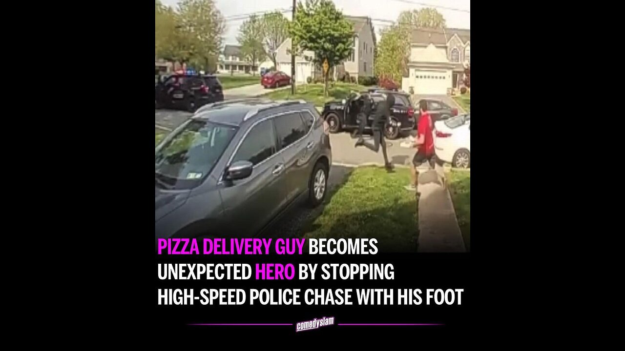 Pizza Delivery Man Trips Criminal Running from Police while Delivering Food