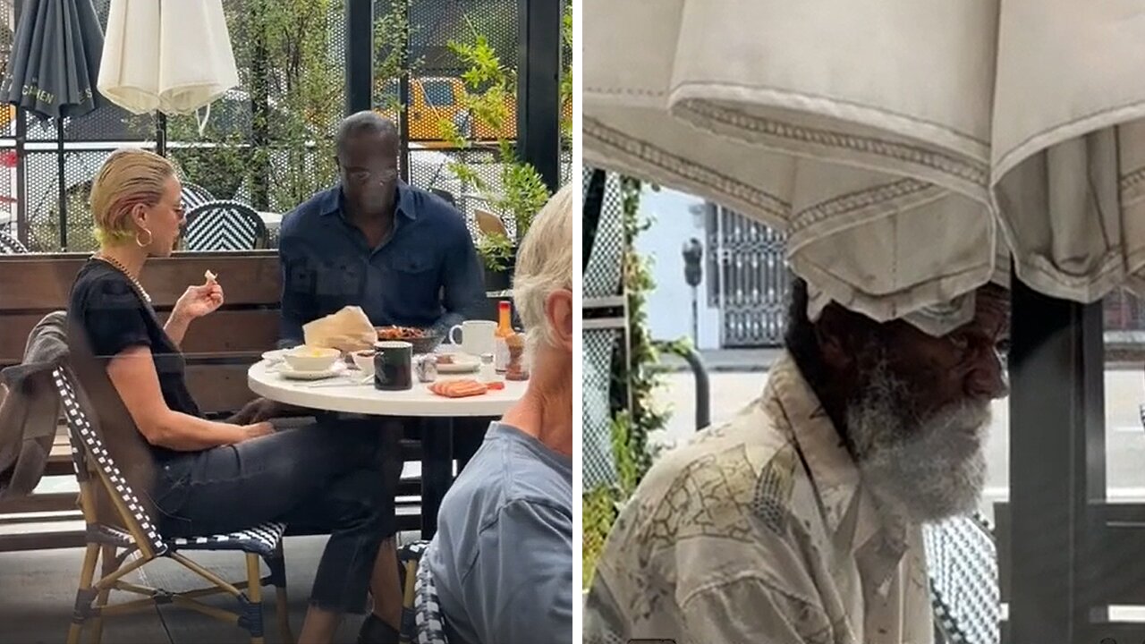 Kind-hearted couple treats a homeless man to a nourishing meal