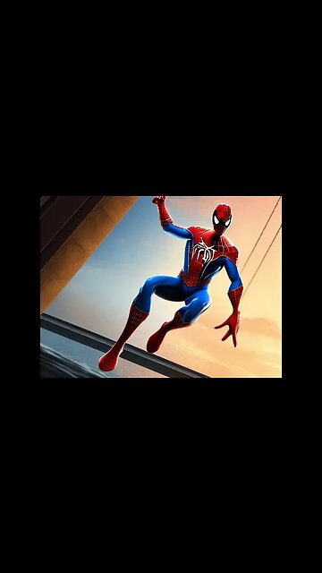 SPIDER-MAN Futuristic Iper Realistic Jump in Brookling's Bridge at Sunset Time #shorts #spiderman