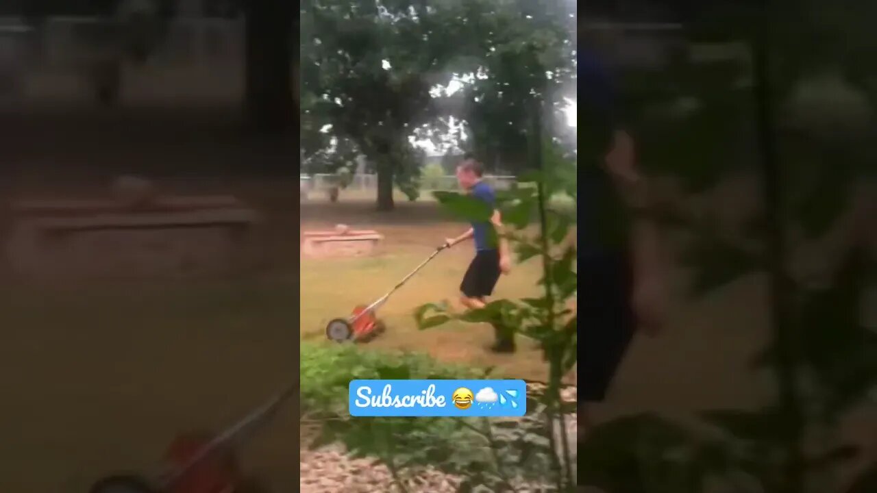 Jenny’s MOWING THE LAWN in the RAIN! 😂🌧💦 #viral #shorts #tiktok