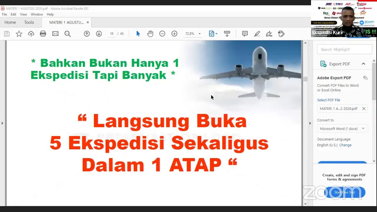 Live Via ZOOM: Pelatihan Cara Buka Bisnis Ekspedisi dan Kurir