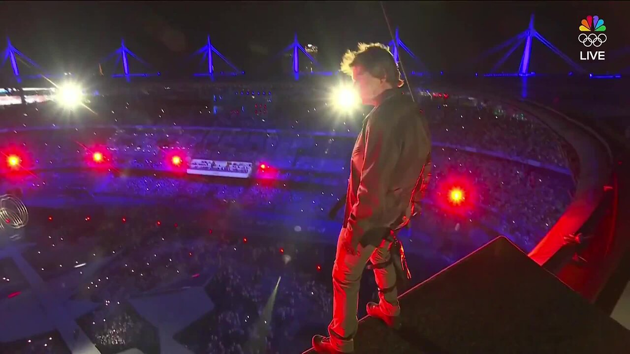 Tom Cruise Jumps off Roof in Wild, Mission Impossible-Style Stunt to Close Olympics