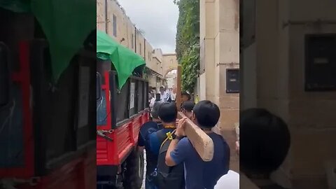 Orthodox Jews were filmed spitting at Christian tourists in the Old City of Jerusalem.