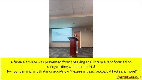 A female athlete was prevented from speaking at a library event focused on safeguarding