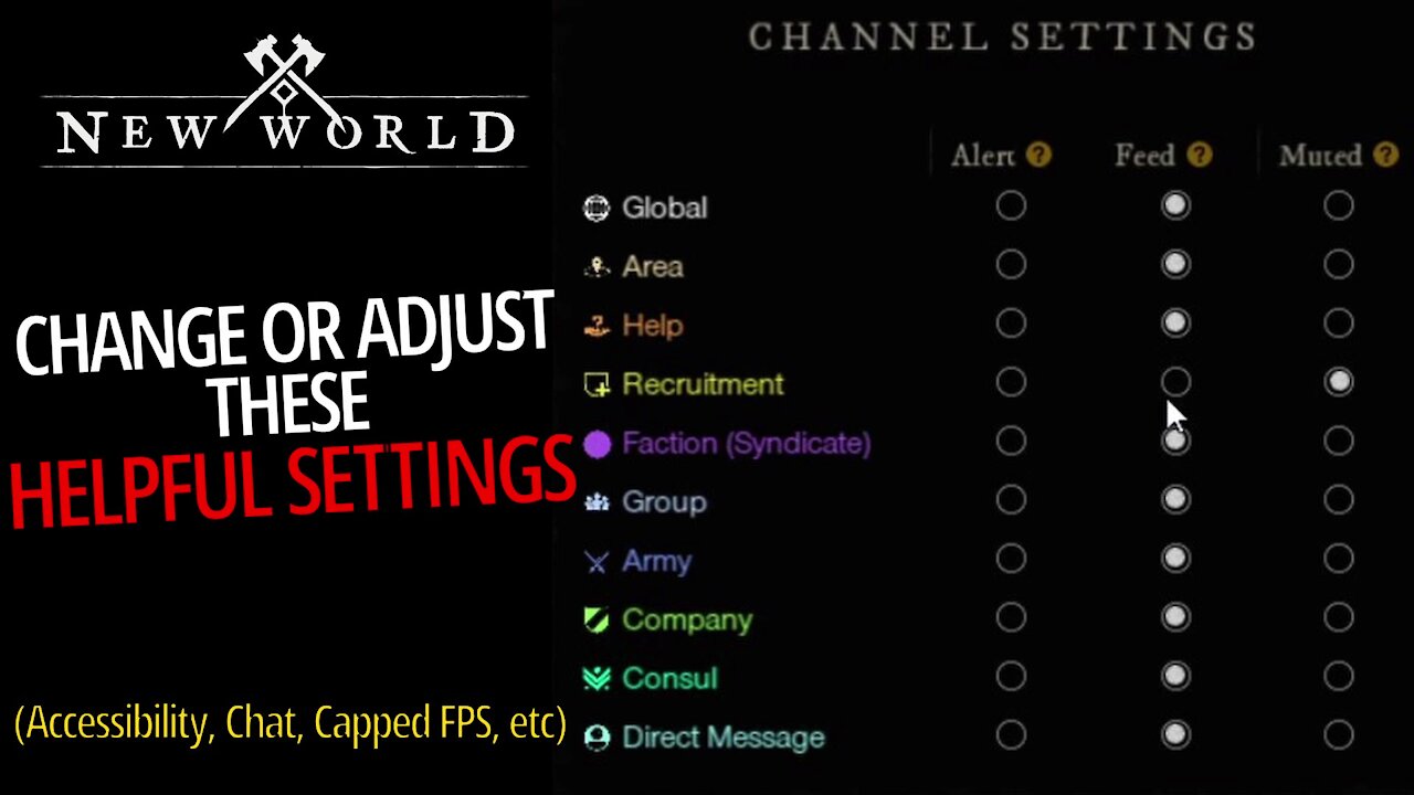 Helpful Settings To Change Or Adjust - New World