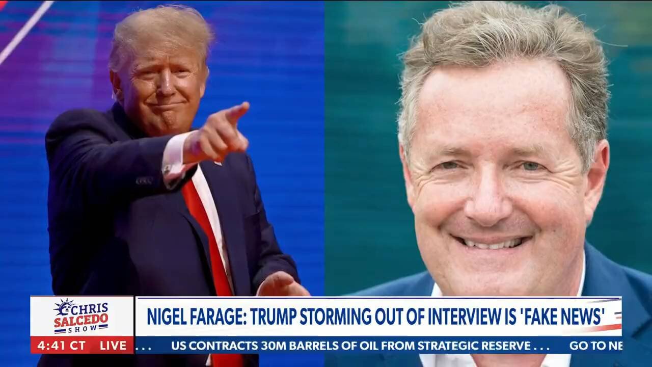 "It's fake news," Nigel Farage says of Donald Trump's'storming out' of a Piers Morgan interview.