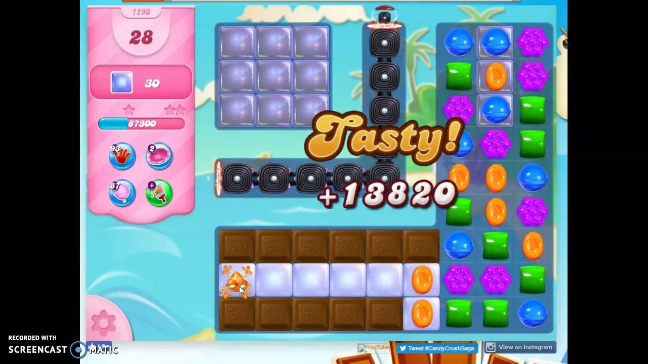 Candy Crush Level 1290 Audio Talkthrough, 1 Star 0 Boosters