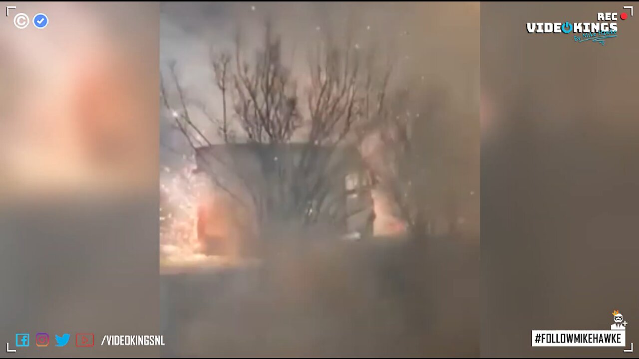 Angry neighbor flips huge firework box turning the whole nabe into a warzone