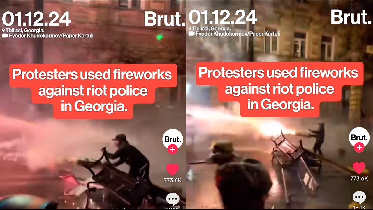 Georgia 🇬🇪 protesters use fireworks against police