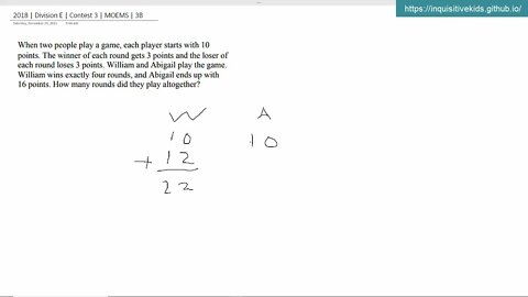 Math Olympiad for Elementary | 2018 | Division E | Contest 3 | MOEMS | 3C